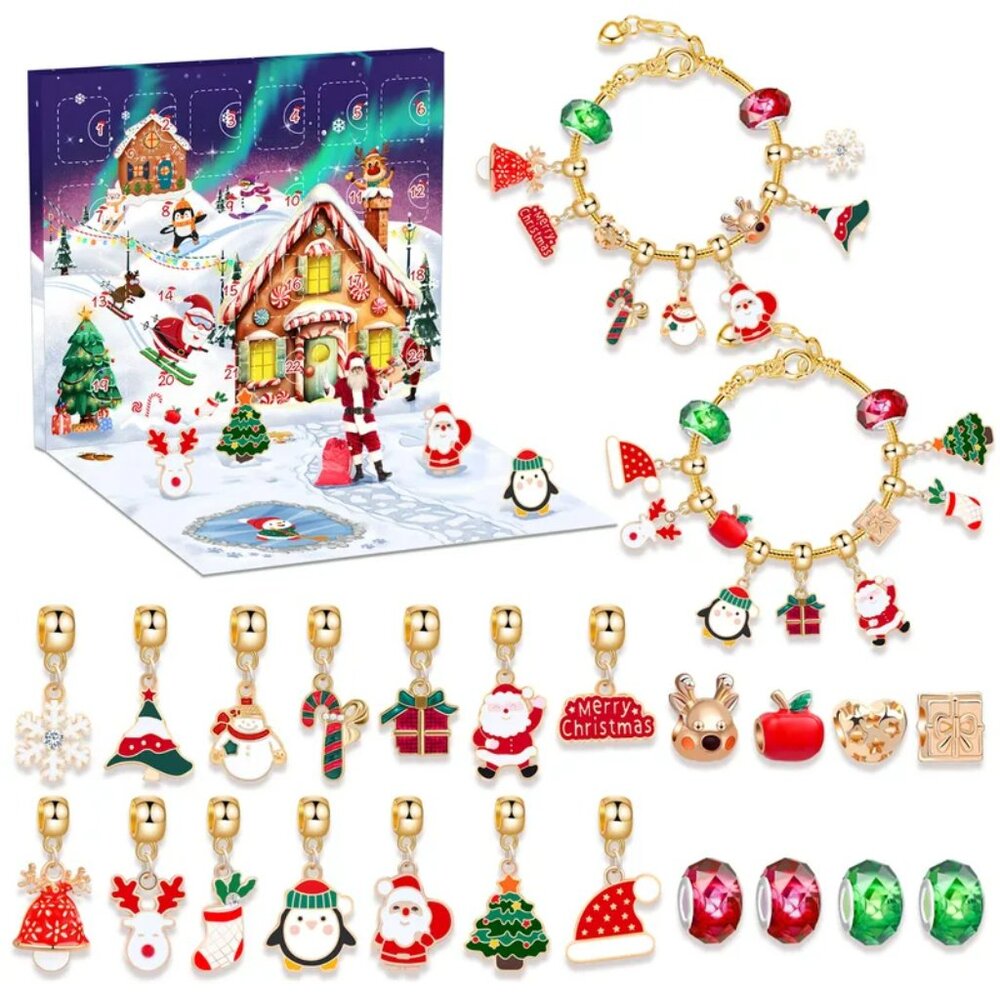 Christmas Advent Calendar Girls Charm Bracelets Trendy